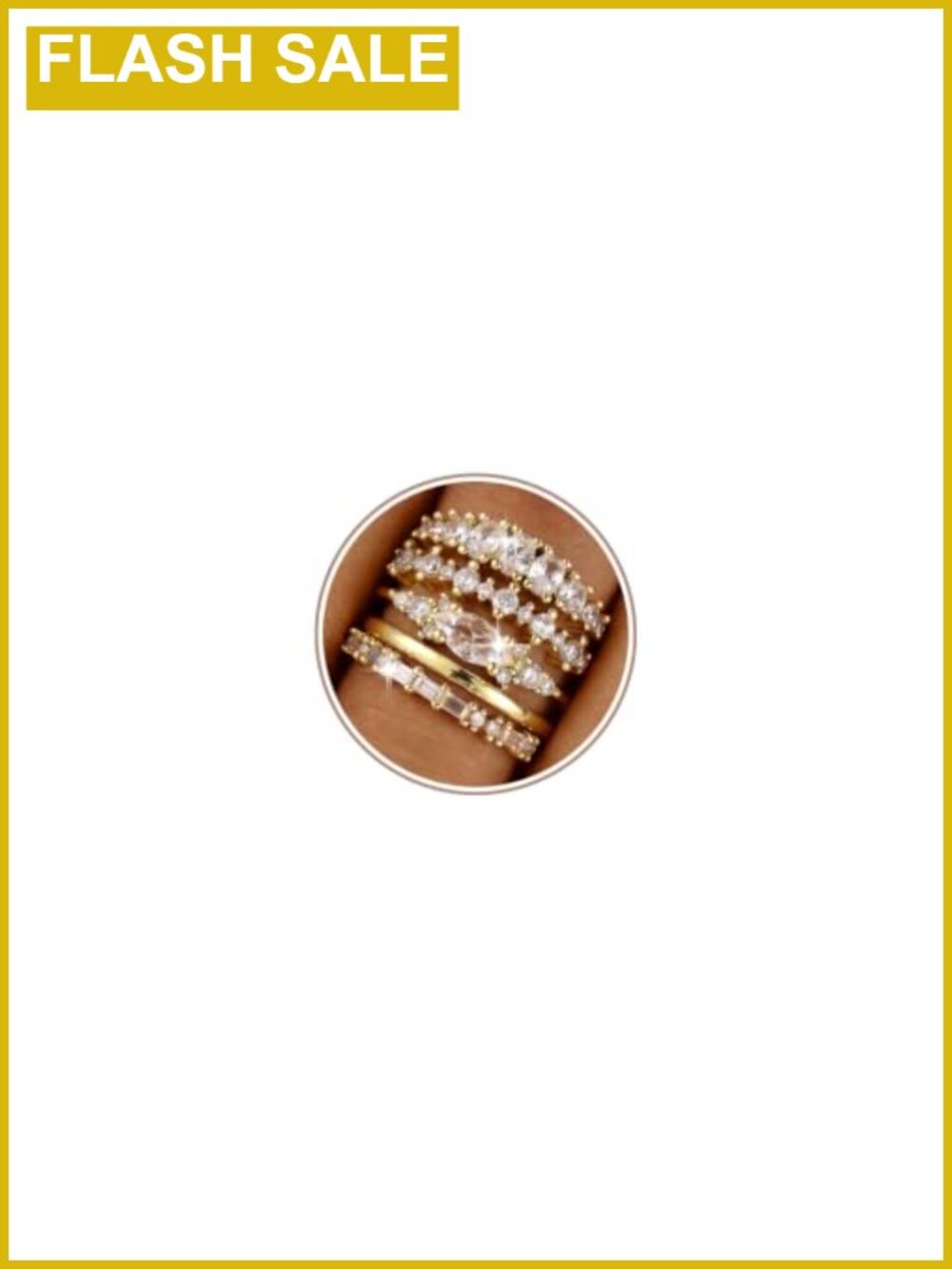 14K Gold Plated Stackable Cubic Zirconia Rings Set of 5